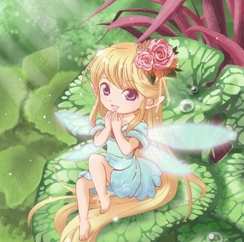 Blonde Fairy on Leaf