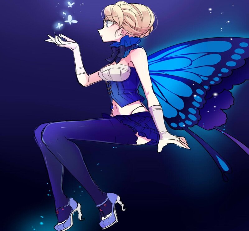 Blonde Fairy with Blue Wings — Serene, Night
