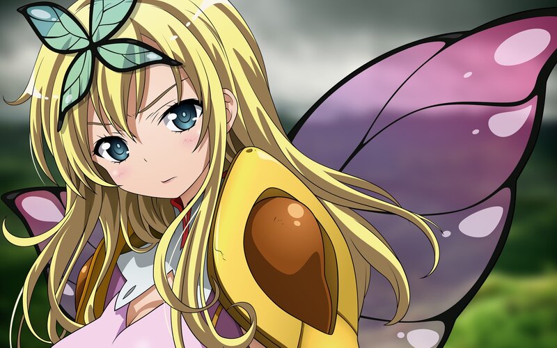 blonde fairy with butterfly wings