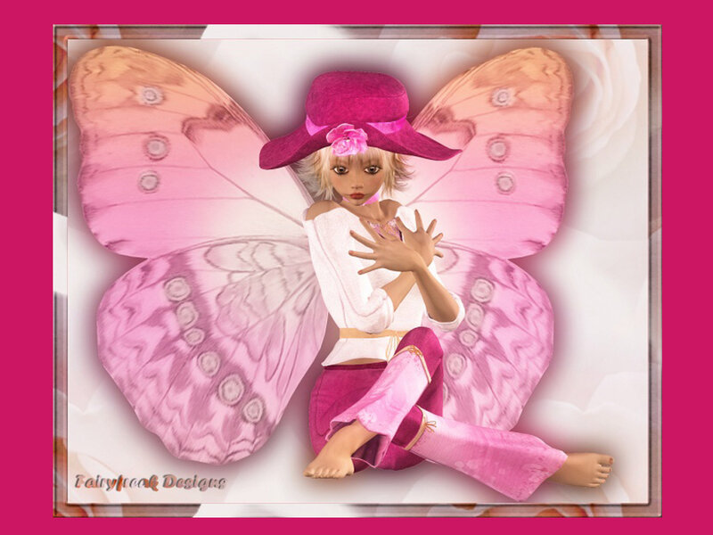 Blonde Fairy with Butterfly Wings — Pink