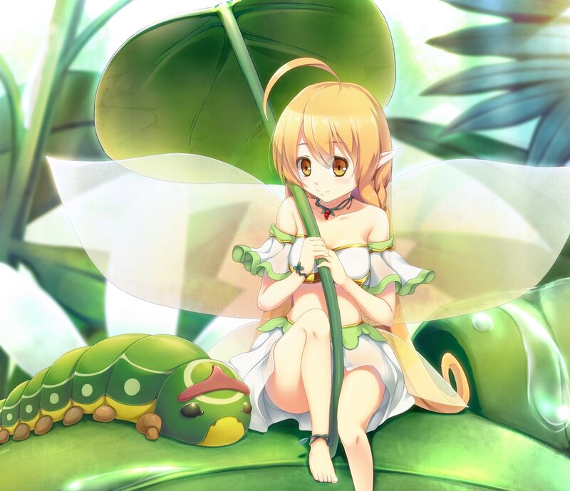 Blonde Fairy with Caterpillar