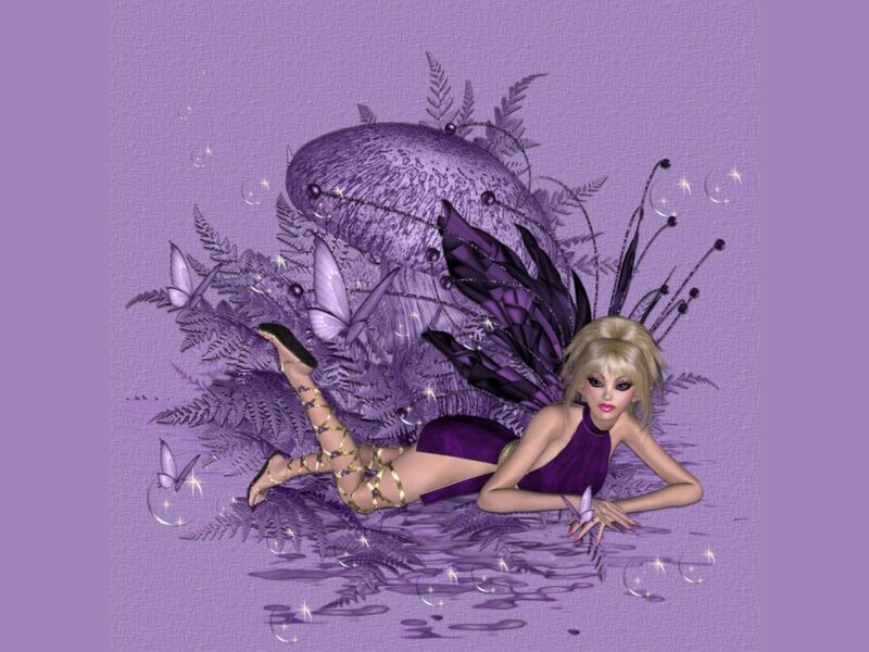 Blonde Fairy with Purple Wings