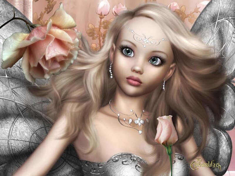 Blonde Fairy with Rose
