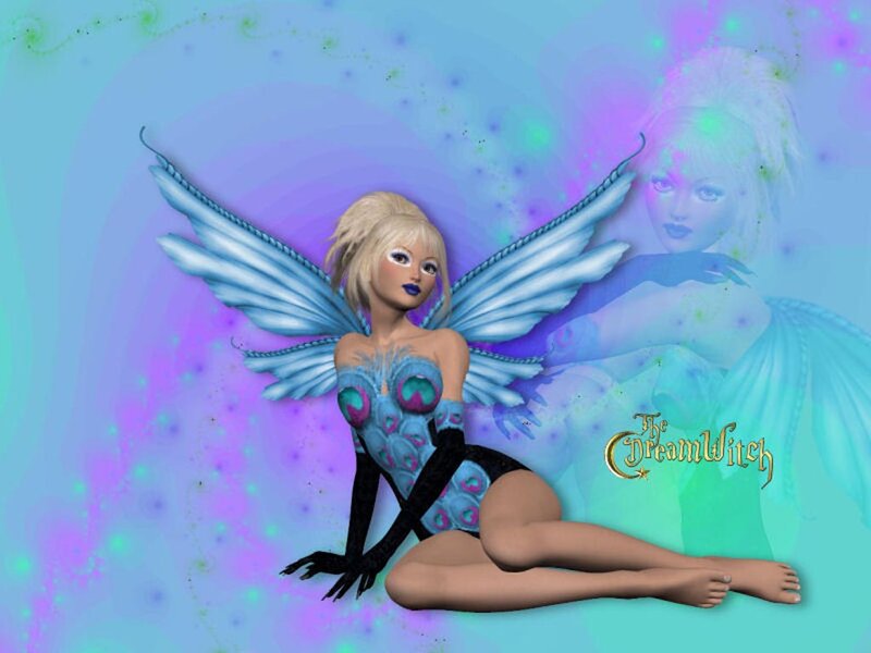 Blonde Fairy with Wings — Blue, Dreamy