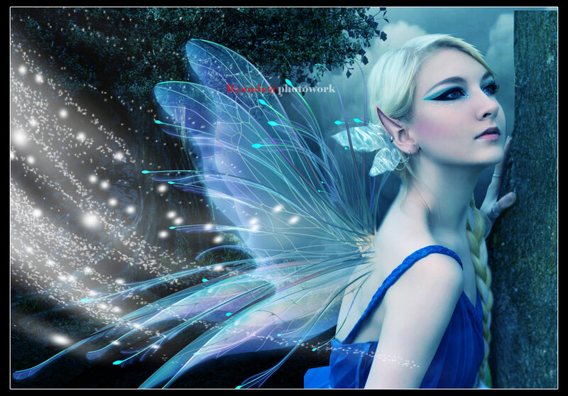Blonde Fairy with Wings — Blue, Ethereal, Night