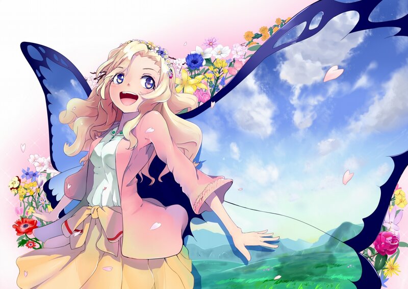 Blonde Fairy with Wings — Blue, Joyful