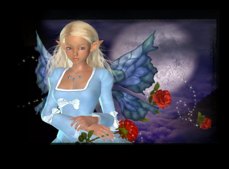 Blonde Fairy with Wings — Blue