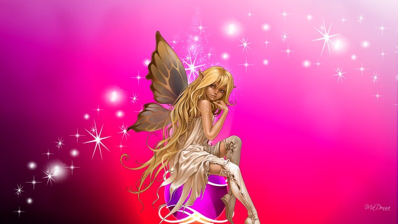 Blonde Fairy with Wings — Pink