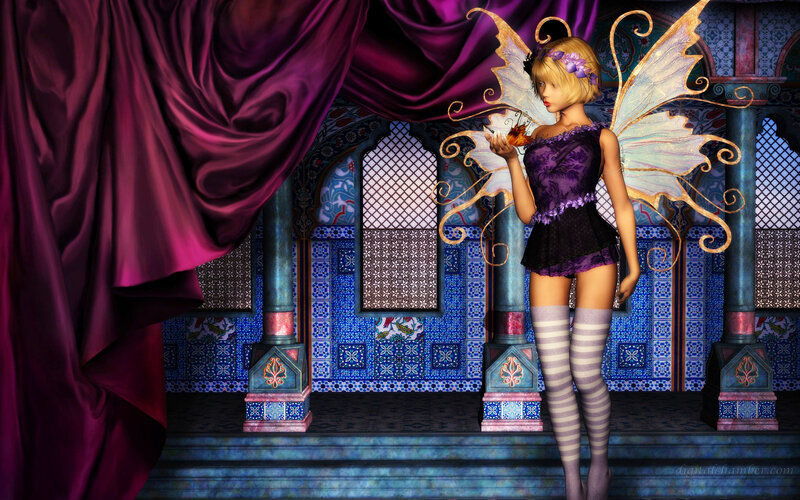 Blonde Fairy with Wings — Purple