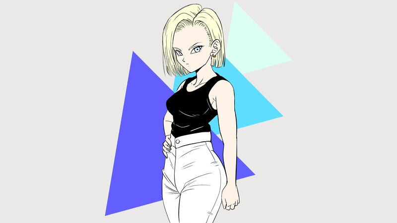 Blonde Female Character — Blue, Confident