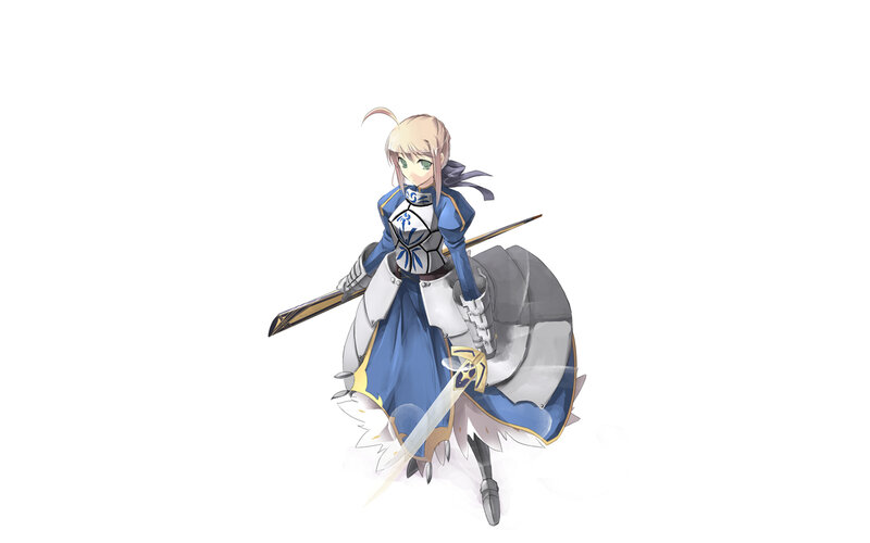 Blonde Female Knight — Blue, Determined