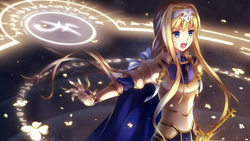 Blonde Female Knight — Blue, Dramatic, Night, Anime
