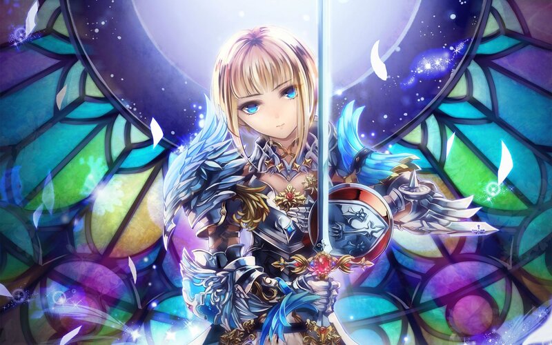 Blonde Female Knight — Blue, Dramatic, Night, Digital Art