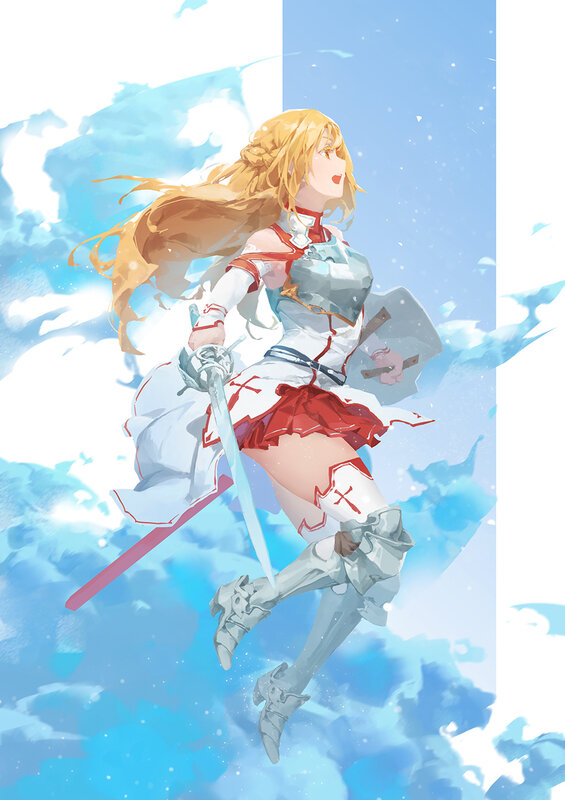 Blonde Female Knight — Blue, Dynamic