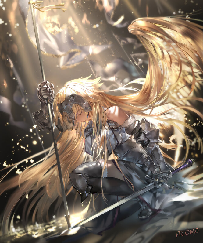Blonde Female Knight — Gold, Dramatic, Digital Art, Sword