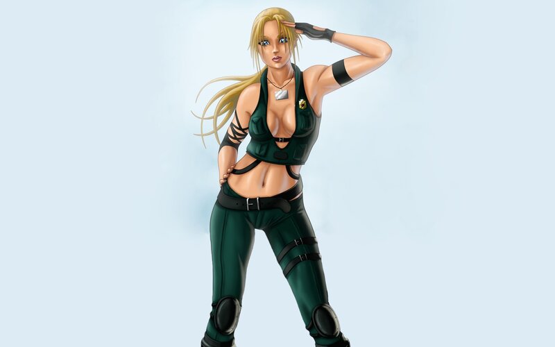 blonde female soldier saluting