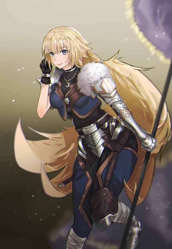 Blonde Female Warrior — Blue, Dramatic, Night, Anime, Sword, Armor