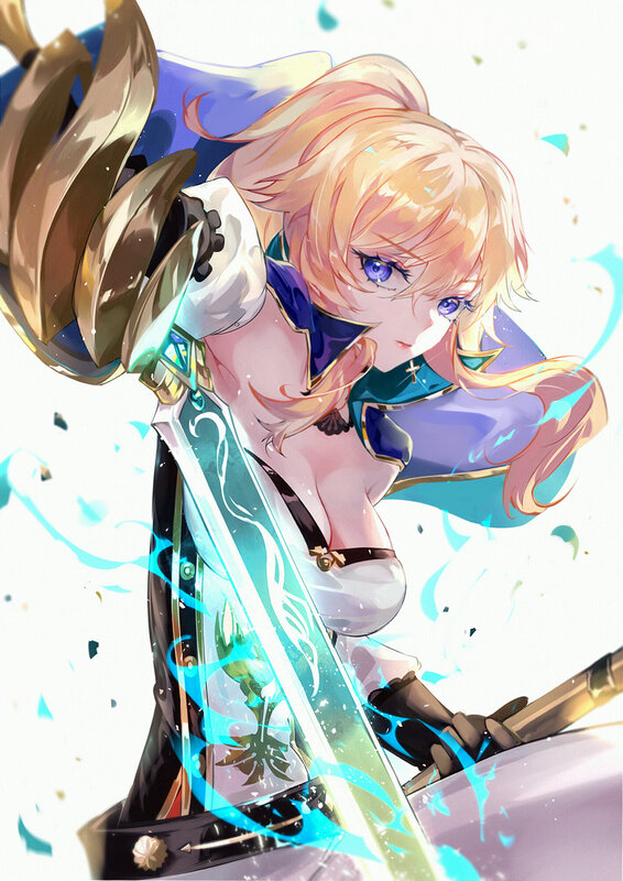 Blonde Female Warrior — Blue, Dynamic, Anime