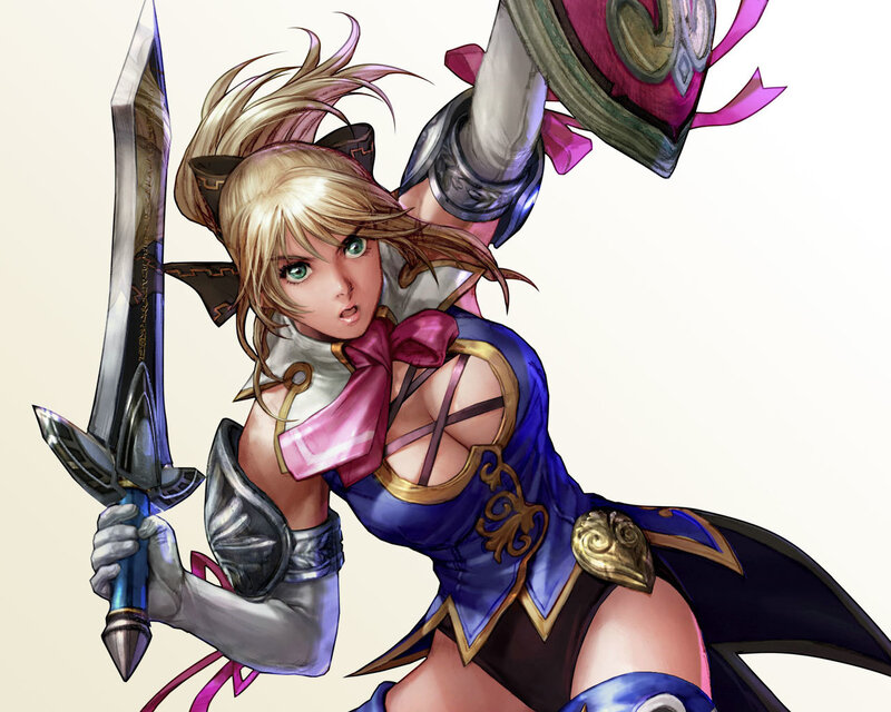 Blonde Female Warrior — Blue, Dynamic