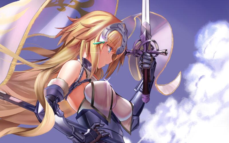 Blonde Female Warrior — Purple, Dramatic, Afternoon