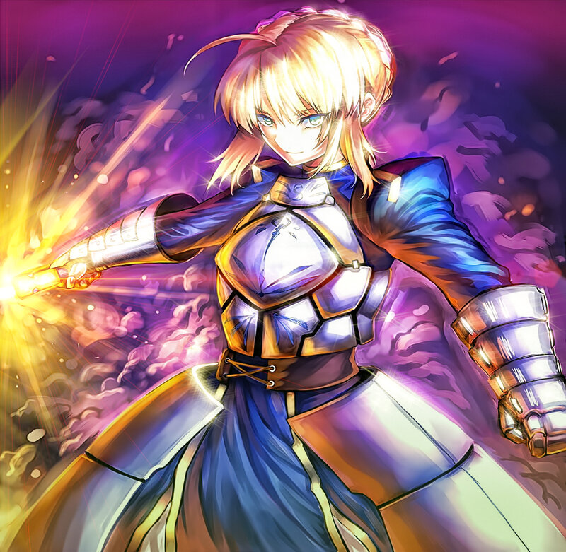 Blonde Female Warrior — Purple, Dramatic, Anime, Armor