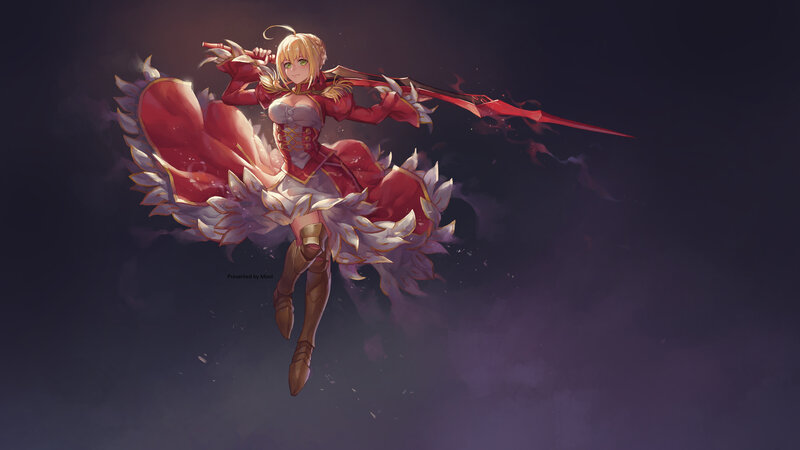 Blonde Female Warrior — Purple, Dramatic, Night, Digital Art