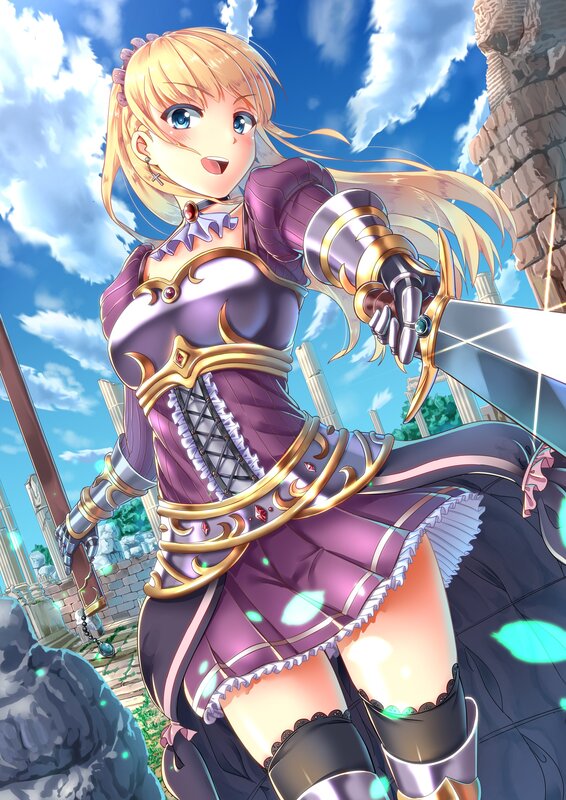 Blonde Female Warrior — Purple, Heroic