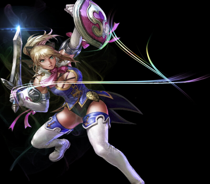 Blonde Female Warrior — Purple
