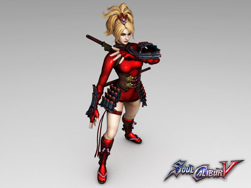Blonde Female Warrior — Red, Confident