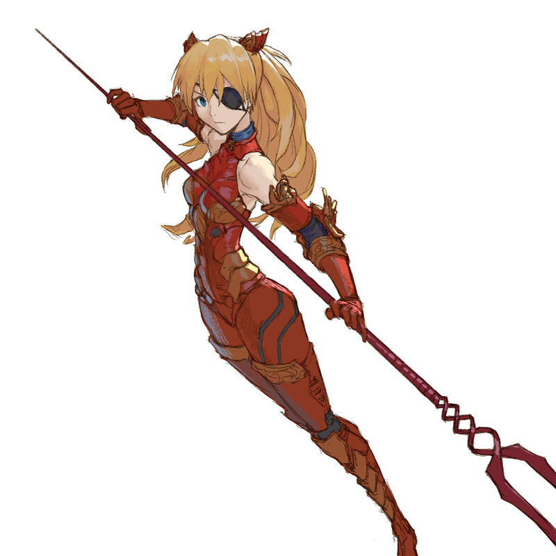 Blonde Female Warrior — Red, Determined
