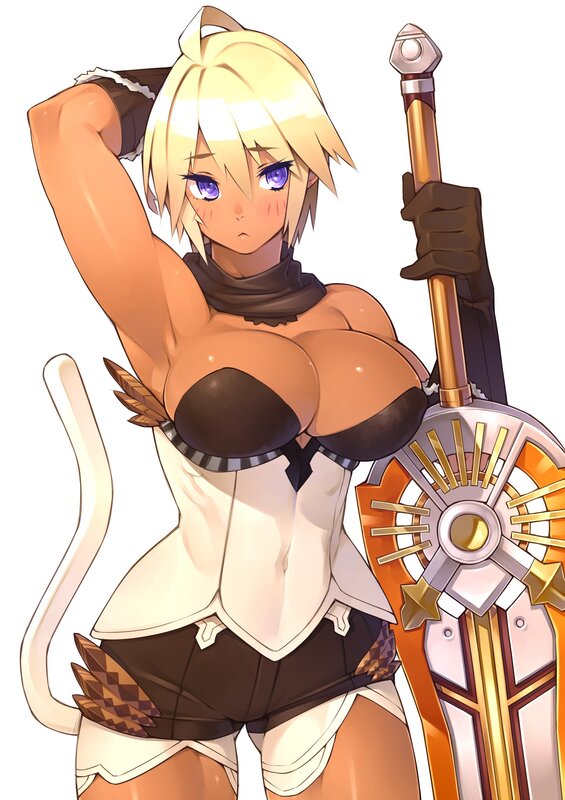Blonde Female Warrior — White, Confident, Anime