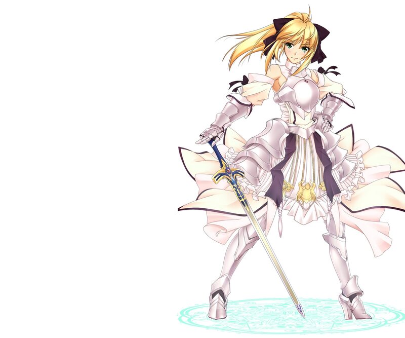 Blonde Female Warrior — White, Determined, Anime