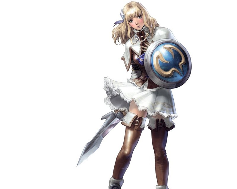 Blonde Female Warrior — White, Determined, Digital Art