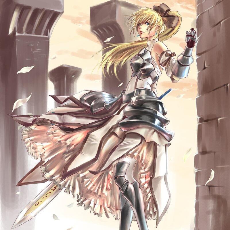 Blonde Female Warrior — White, Dramatic, Afternoon, Digital Art