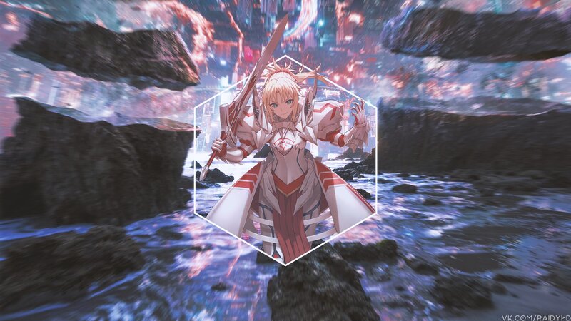 Blonde Female Warrior — White, Dramatic, Anime, Sword, Armor, Cityscape