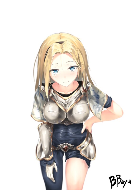 Blonde Female Warrior — White, Neutral