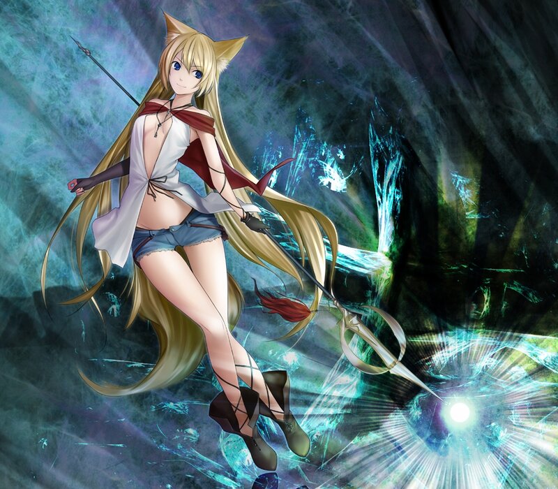 Blonde Fox-eared Girl — Blue, Dramatic