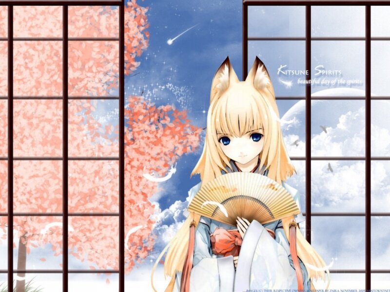 Blonde Fox-eared Girl — Blue, Serene, Spring