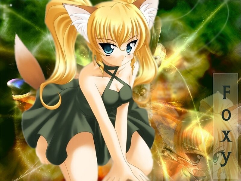 Blonde Fox-eared Girl — Green, Dramatic