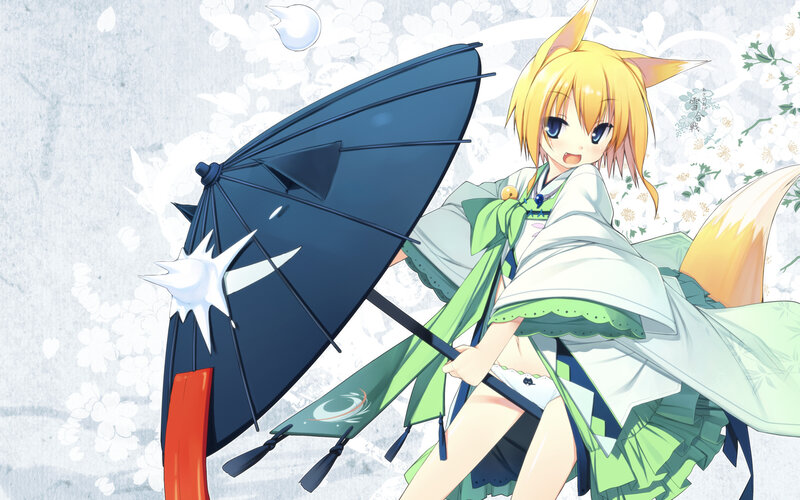 Blonde Fox-eared Girl — Green, Playful