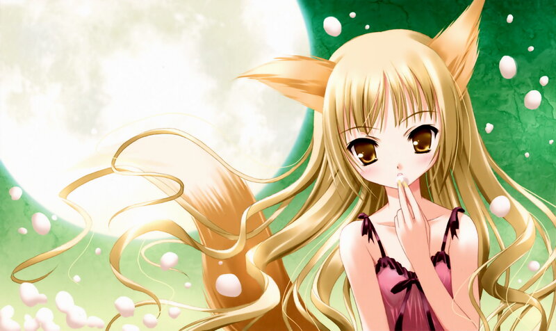 Blonde Fox-eared Girl — Green, Serene, Night