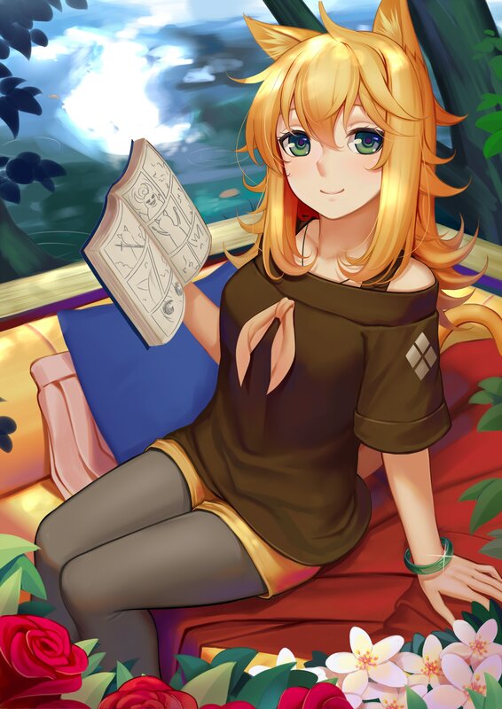 Blonde Fox-eared Girl — Orange, Serene