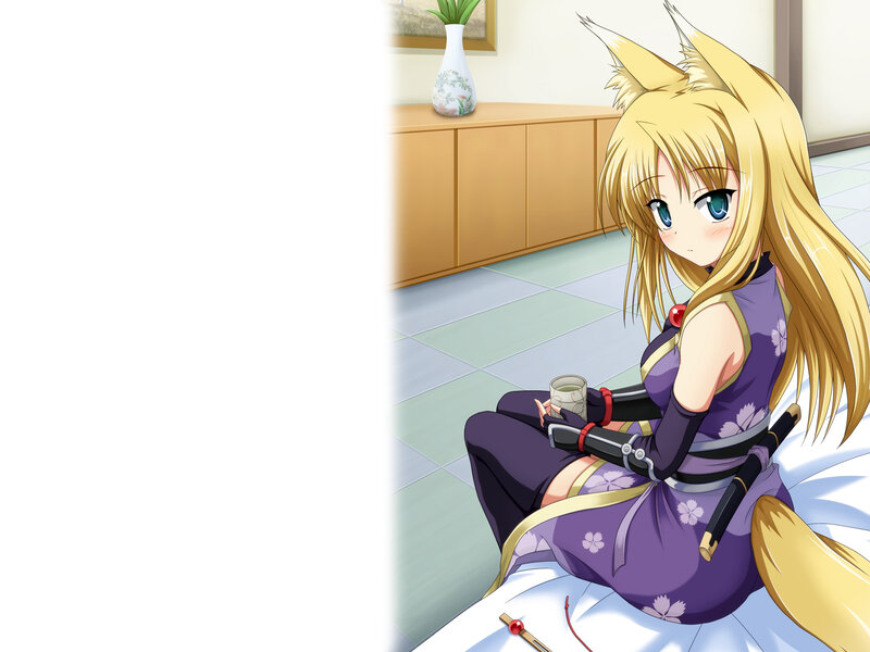 Blonde Fox-eared Girl — Purple, Calm