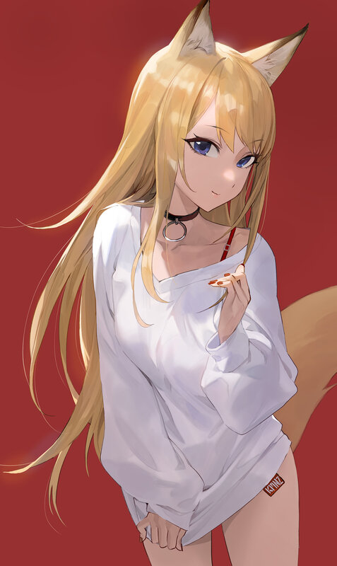 Blonde Fox-eared Girl — Red, Calm