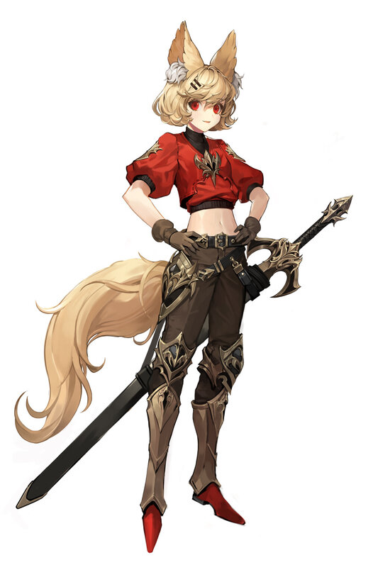 Blonde Fox-eared Girl — Red, Confident