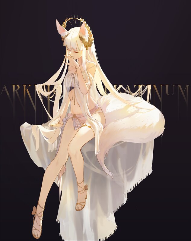 Blonde Fox-eared Girl — White, Dramatic