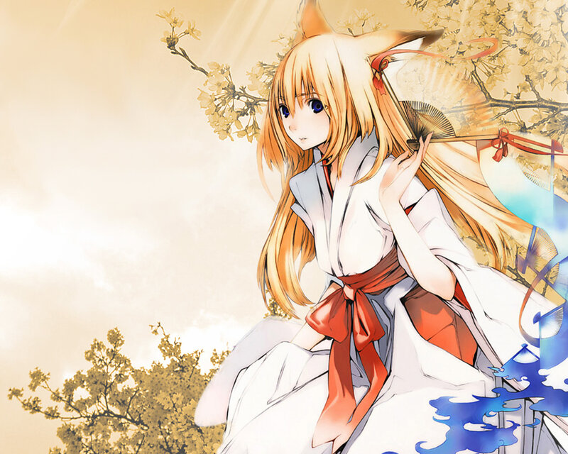 Blonde Fox-eared Girl — White, Serene