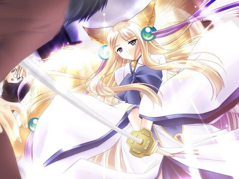 Blonde Fox-eared Girl — White