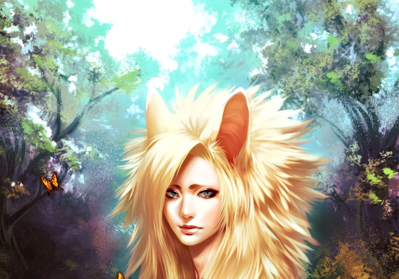 Blonde Fox-eared Woman — Gold