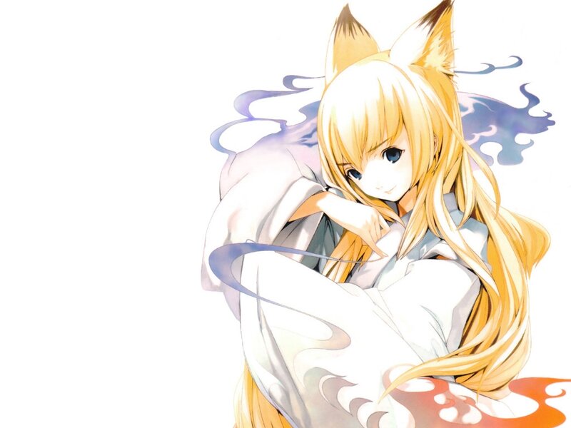 blonde fox girl anime art
